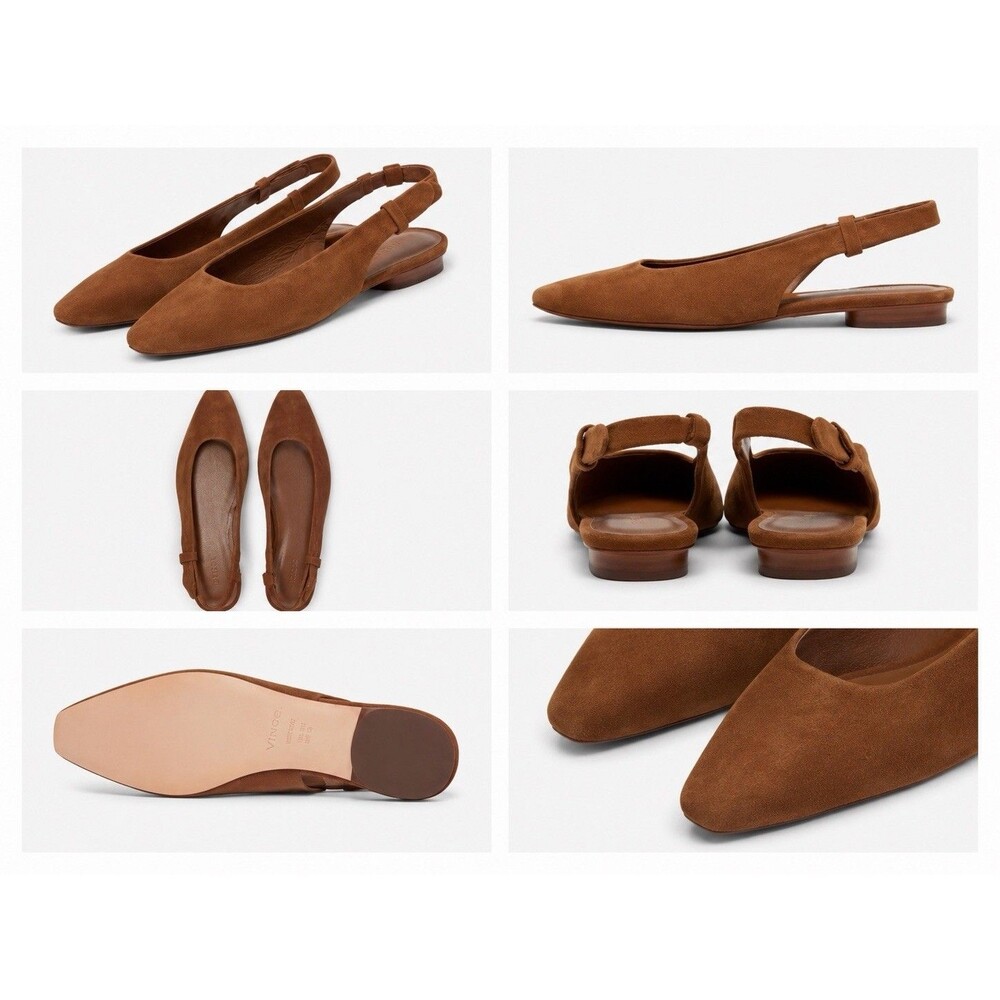 Vince Brown Suede Slingback Flats